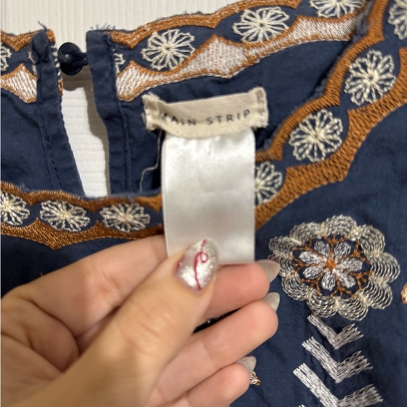 Main Strip Navy Blue Embroidered Blouse - Picture 2 of 4